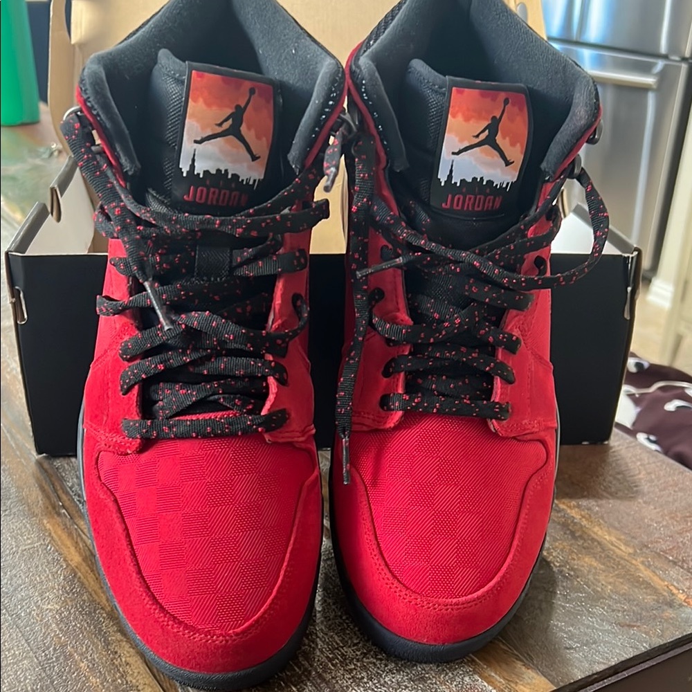 Jordan Red and Black Sneakers
